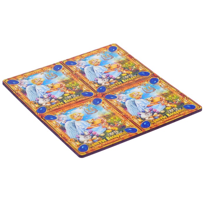 Магнит пасхальный деревянный "Ангел с ягнёнком" 4в1