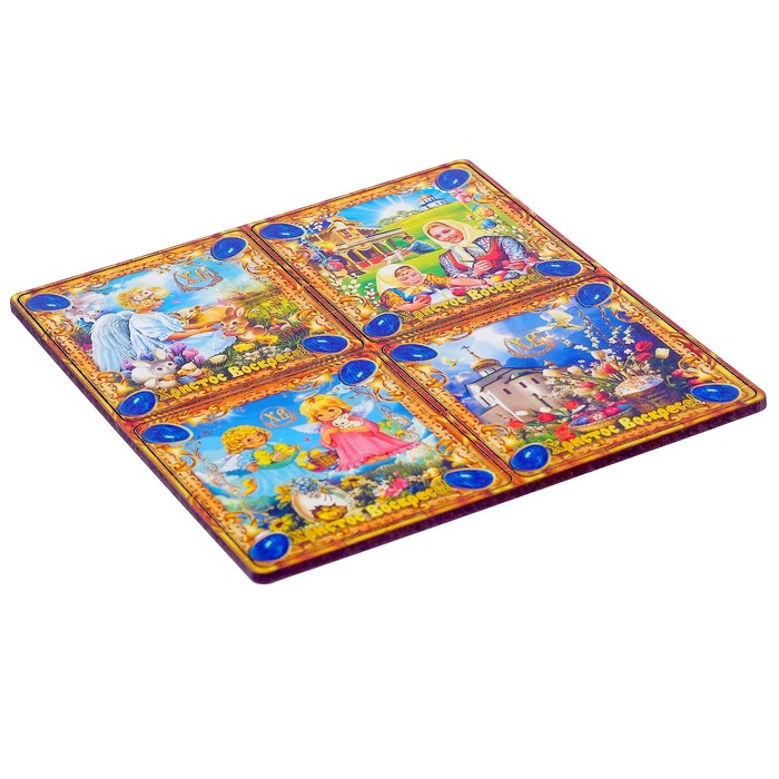 Магнит пасхальный деревянный "Пасха" 4в1