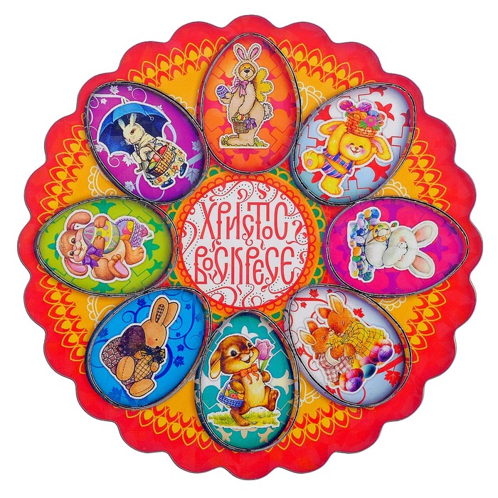 Магнит пасхальный деревянный "Пасха" 8в1