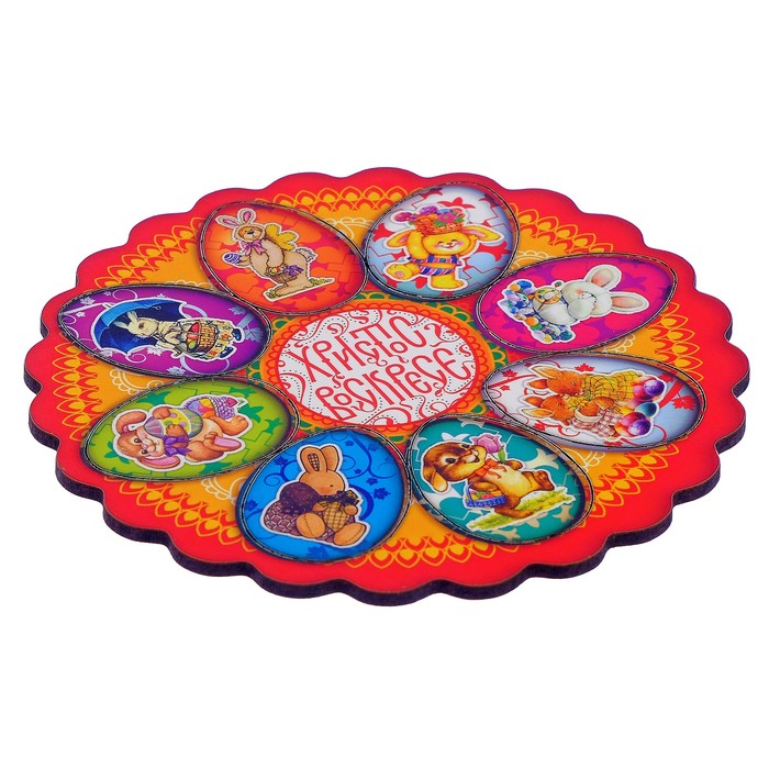 Магнит пасхальный деревянный "Пасха" 8в1