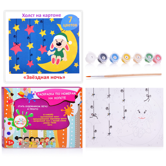 Раскраска по номерам на холсте "Звёздная ночь" 15*20 DD00046