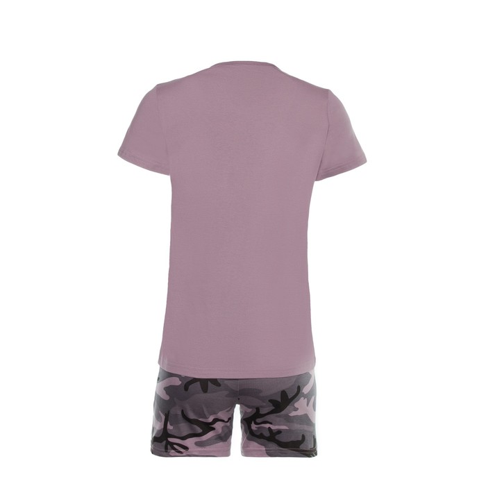 Комплект женский (футболка, шорты) 300 Камуфляж № 3 цвет розовый р-р 42