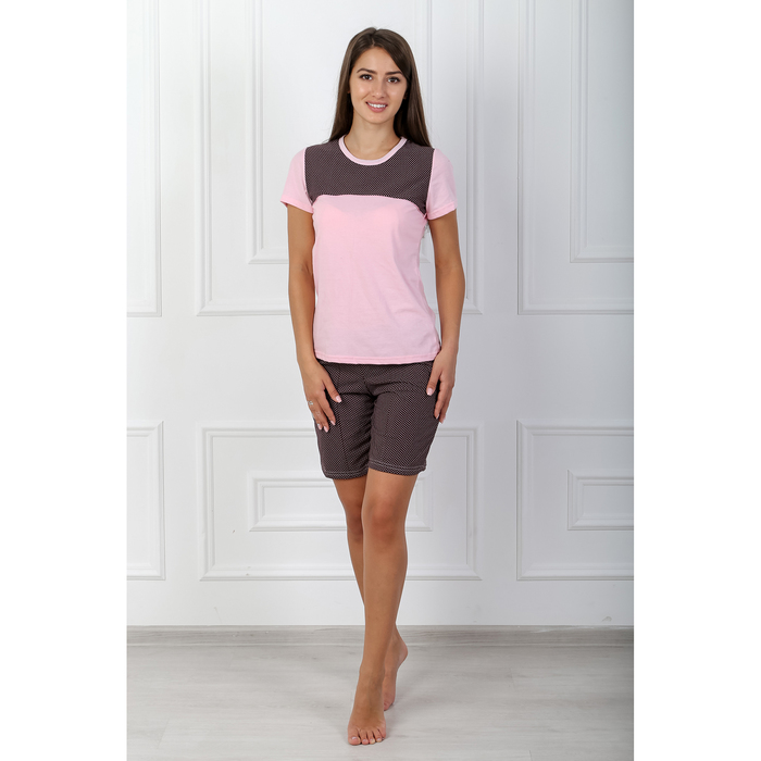Пижама женская (футболка, шорты) 195 Пелагея цвет розовый, р-р 58