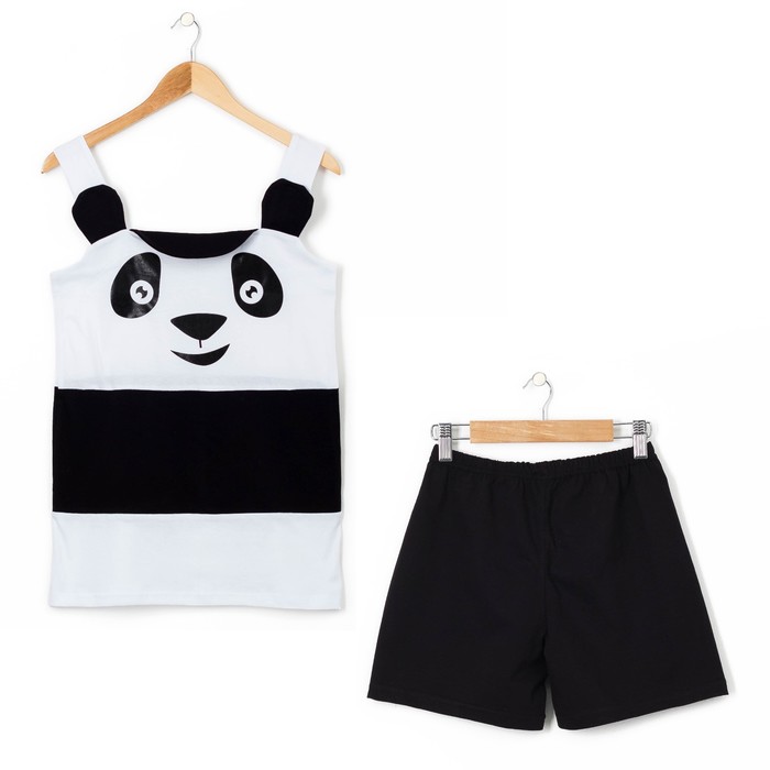 Пижама женская (майка, шорты) 137 цвет чёрно-белый, р-р 48