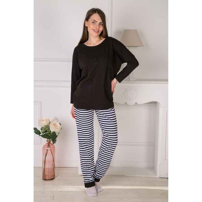 Комплект женский (джемпер, брюки) 163 цвет чёрный, р-р 44