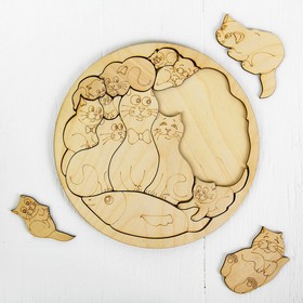 

Пазл-раскраска «Коты», d= 20 см, фанера — 3 мм