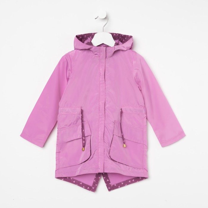 Парка для девочки, рост 104 см, цвет розовый, принт цветы ДЛ-805