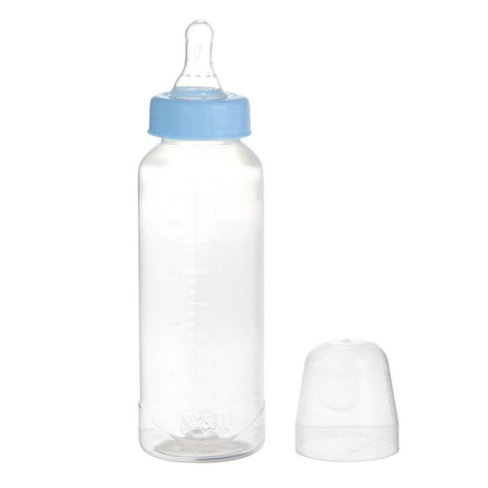 Бутылочка для кормления детская классическая, 250 мл, от 0 мес. цвет голубой МИКС