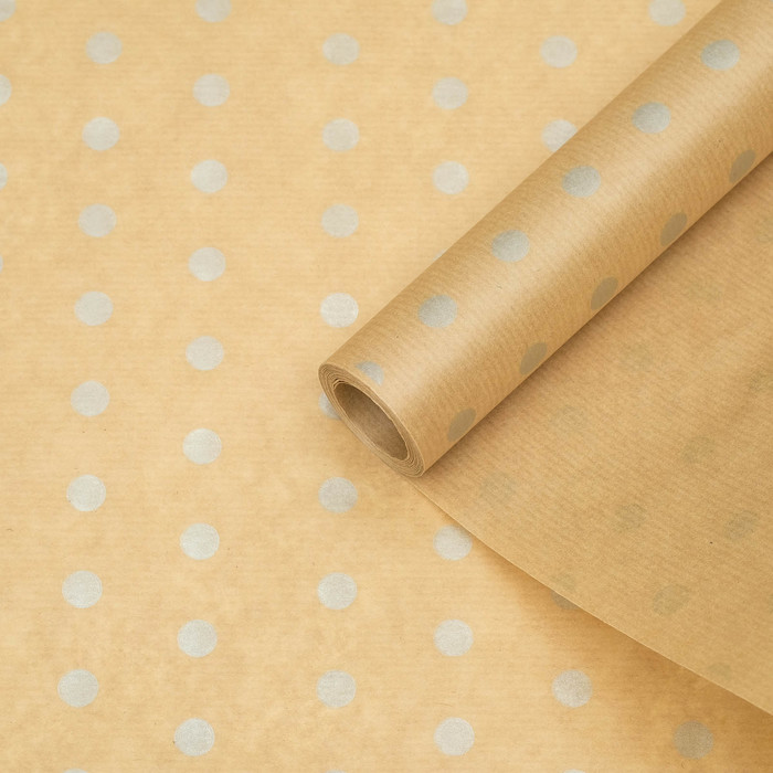 Бумага упаковочная крафт "Серебряный горох", 0,6 х 10 м