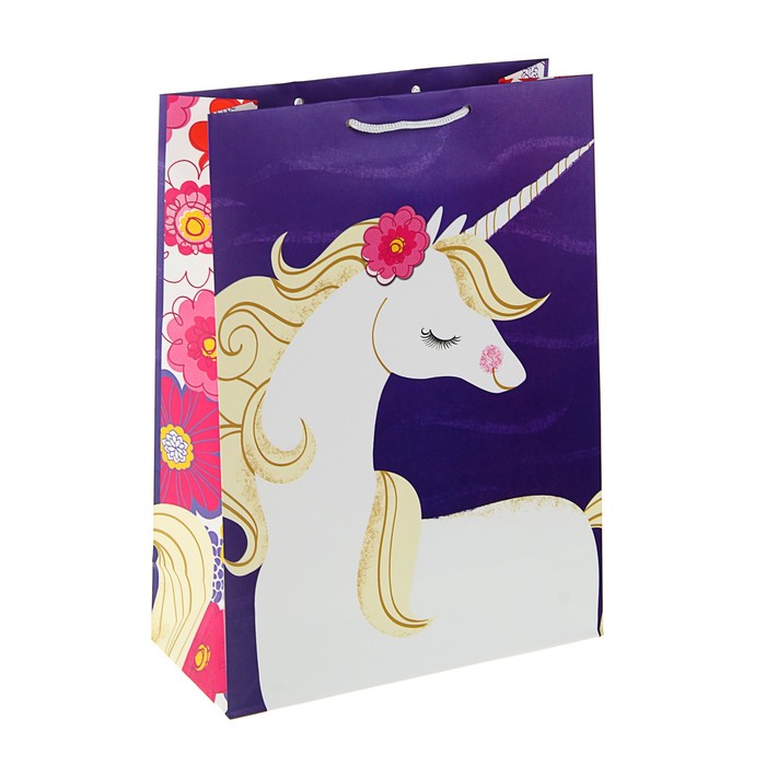 Пакет подарочный "Сказочный единорог", 36 х 26 х 11.5 см