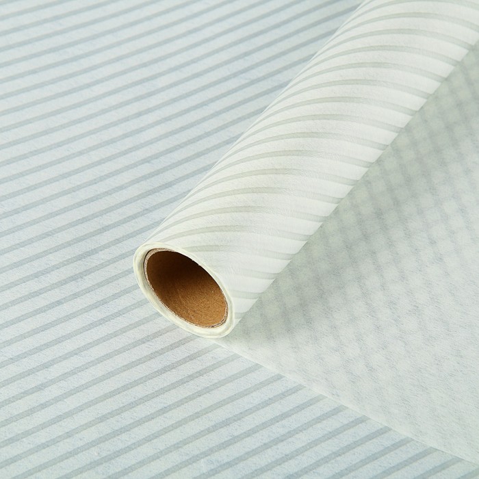 Фетр ламинированный "Полосы" , серебро на белом, 0,6 х 5 м