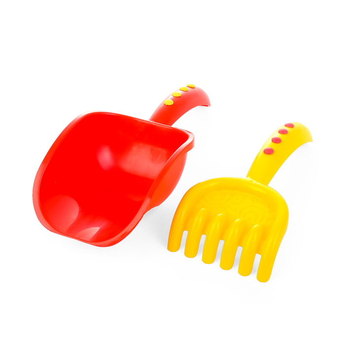 Песочный набор "Держи краба": грабельки и совочек со вставками, МИКС