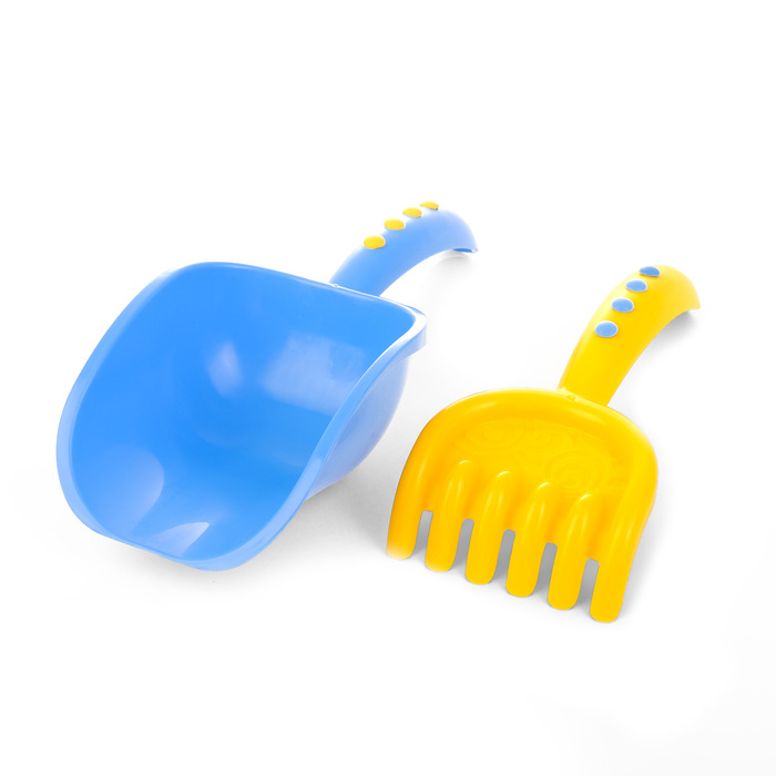 Песочный набор "Держи краба": грабельки и совочек со вставками, МИКС