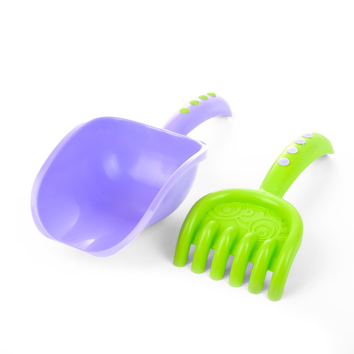 Песочный набор "Держи краба": грабельки и совочек со вставками, МИКС