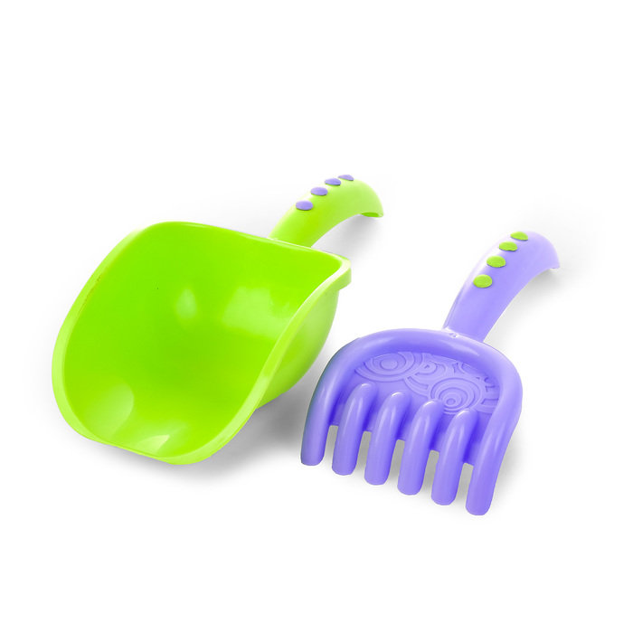 Песочный набор "Держи краба": грабельки и совочек со вставками, МИКС