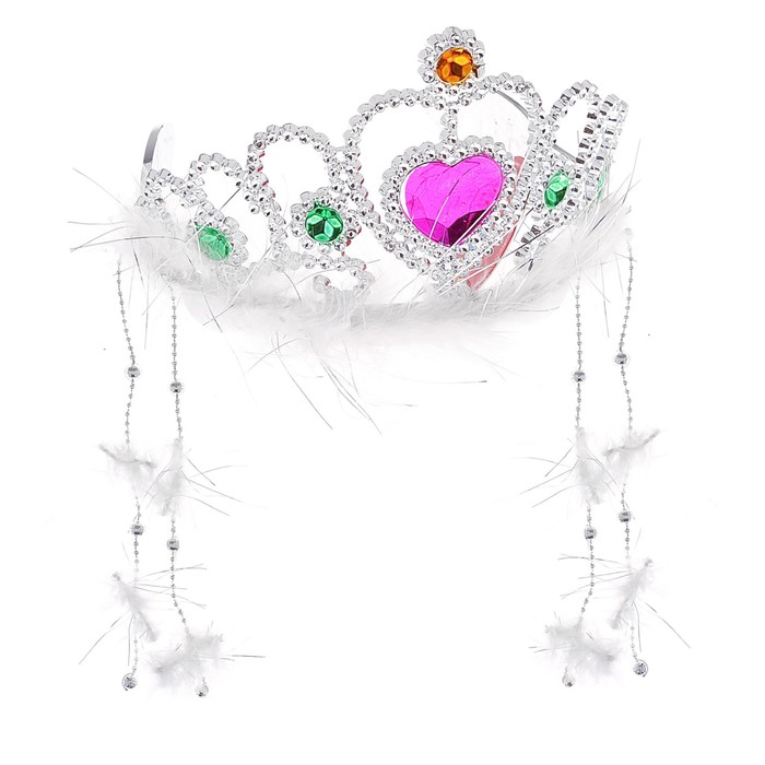 Корона меховая "Сердце в сердце с подвеской"