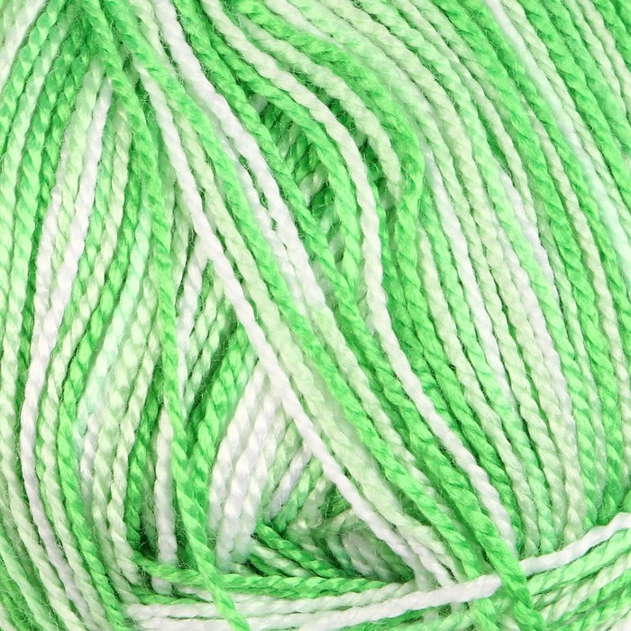 Пряжа "Visantia Legend Print" 100% акрил 250м/50г (016 белый-яр.зелён,)