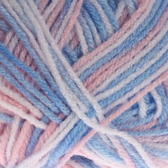 Пряжа "Adelia Jane" 100% акрил 227м/50гр (04 белый-голубой-бл,розовый)