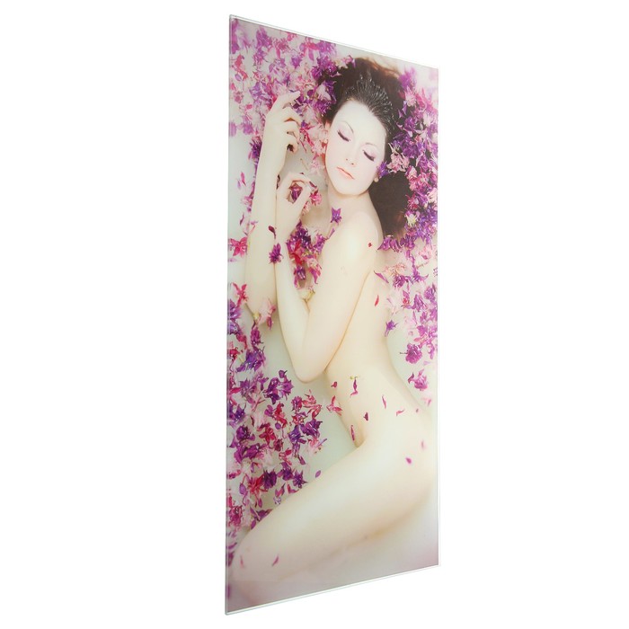 Картина для бани «Девушка в ванной с цветами», 25х50 см