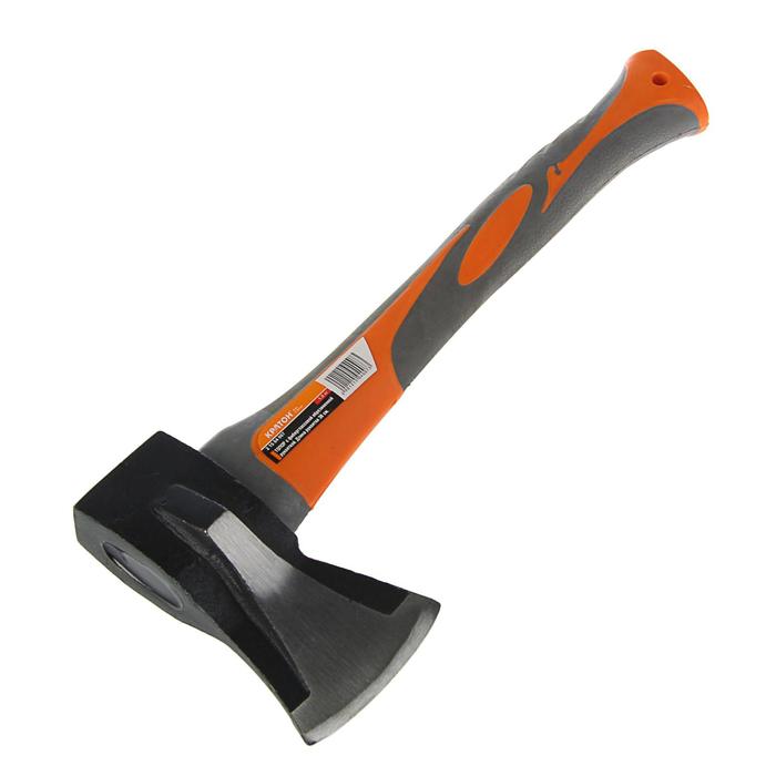 Топор "Кратон" 2 15 04 007, фибергласовая обрезиненная ручка 1 кг, рукоятка 38 см
