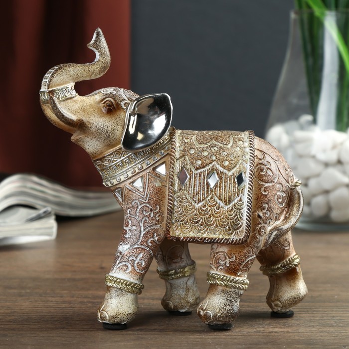 Сувенир полистоун "Песочный слон в арабской попоне" 13х12,4х5 см