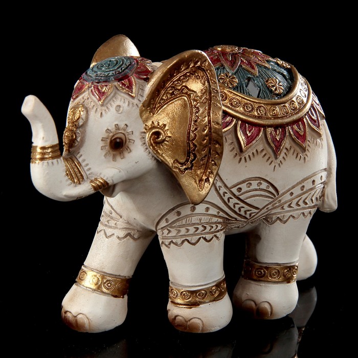 Сувенир полистоун "Индийский слон в сине-бордовой попоне" 9,5х12,5х5,5 см