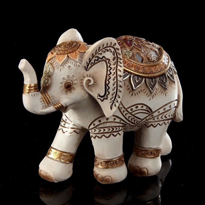 Сувенир полистоун "Индийский слон в оранжево-серой попоне" 9,5х12,5х5,5 см