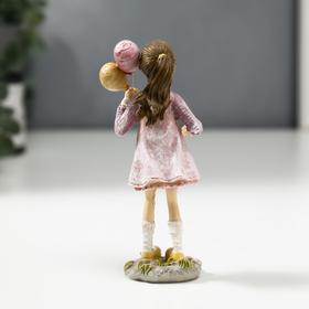 Сувенир полистоун детство "Малышка Агата в розовом сарафанчике с шариками" 13х4,7х4 см от Сима-ленд