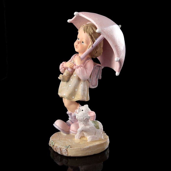 Сувенир полистоун детство "Малышка Ксюша с котёнком под зонтиком" 16х10х7 см