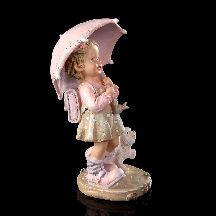 Сувенир полистоун детство "Малышка Ксюша с котёнком под зонтиком" 16х10х7 см