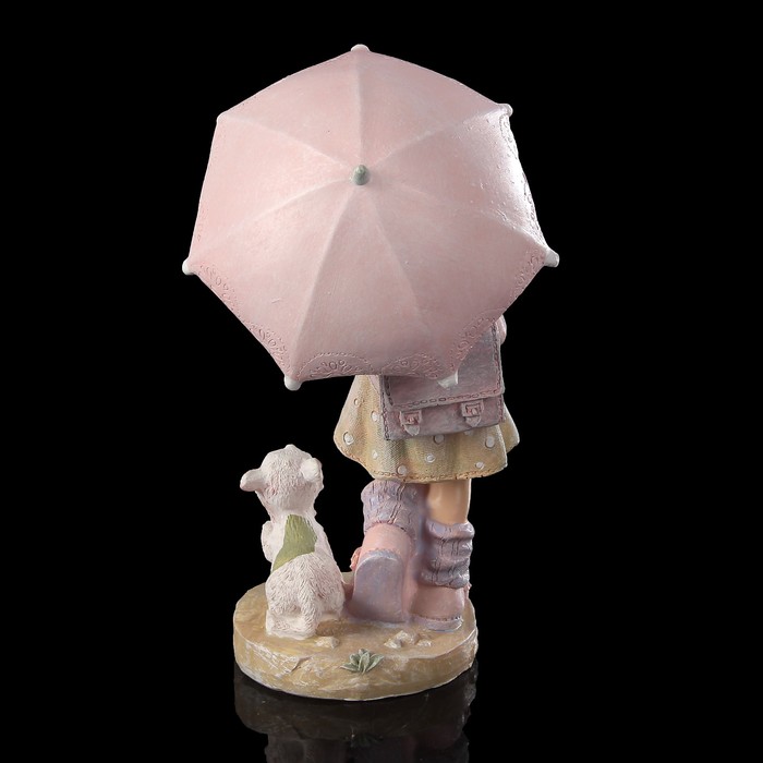 Сувенир полистоун детство "Малышка Ксюша с котёнком под зонтиком" 16х10х7 см
