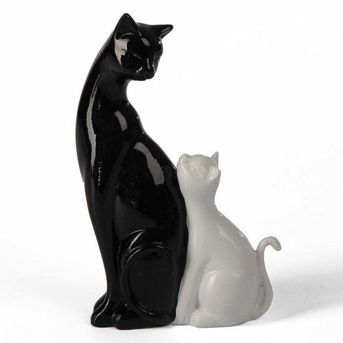 Сувенир полистоун "Кошка и котёнок" бело-чёрная 17х9,5х4 см