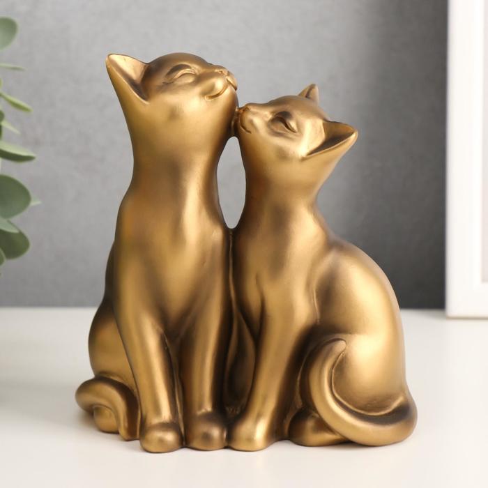 Сувенир полистоун "Две кошечки" бронза 14,5х13,3х6,8 см
