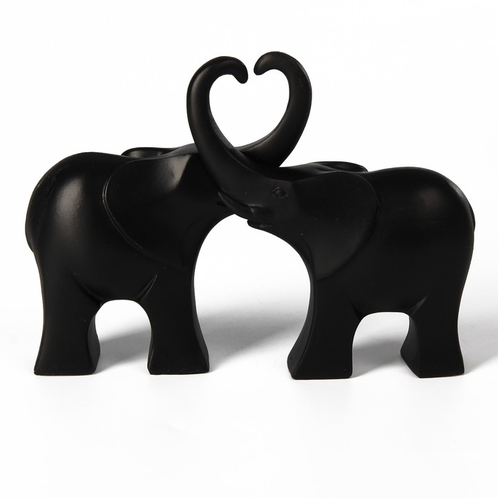 Сувенир полистоун "Два чёрных африканских слона" (набор 2 шт) 10,5х15х3,5 см