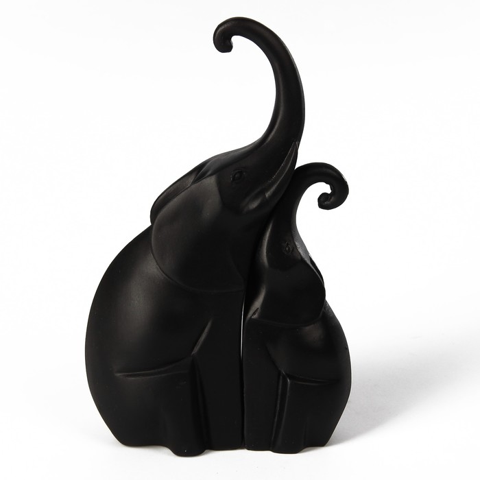 Сувенир полистоун "Два чёрных африканских слона" (набор 2 шт) 15,5х10х5 см