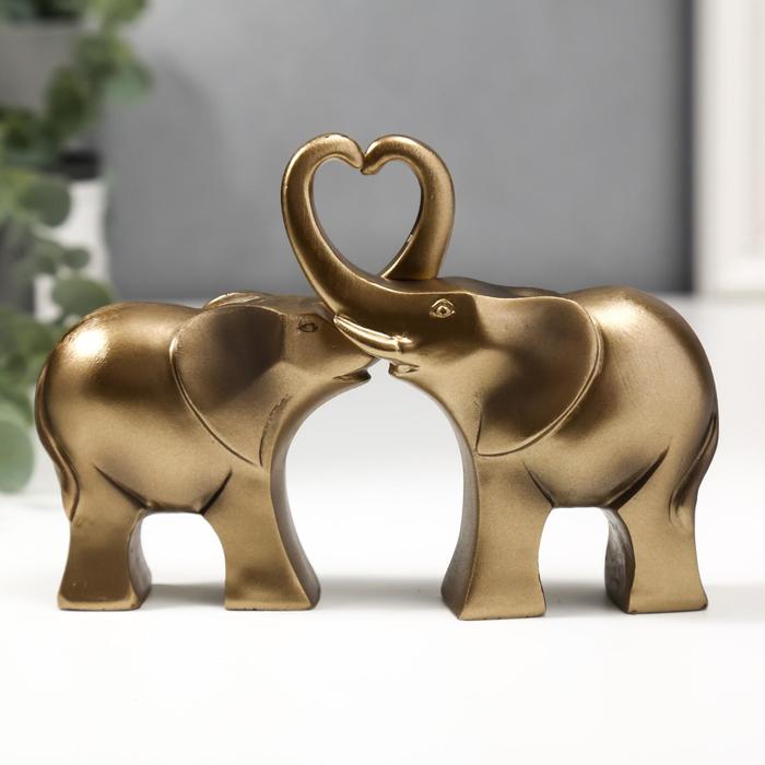Сувенир полистоун Два африканских слона бронза (набор 2 шт) 10,5х15х3,5 см силиконовый чехол два слона на honor 30i