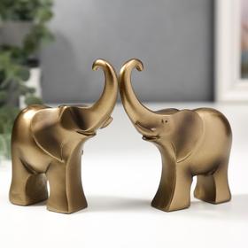 Сувенир полистоун "Два африканских слона" бронза (набор 2 шт) 10,5х15х3,5 см от Сима-ленд