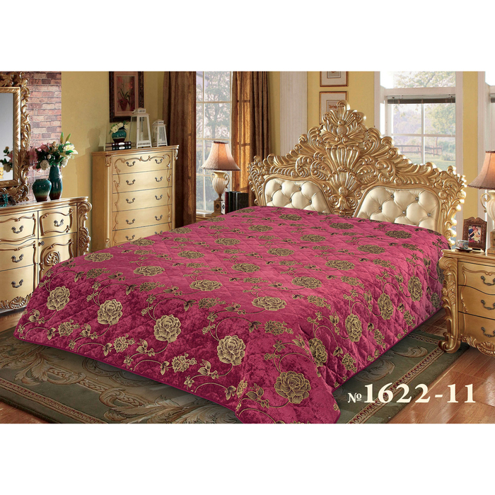 Покрывало Marianna ИМА Велюр цветы 1622/11 бордо 150х220 см, пэ100%