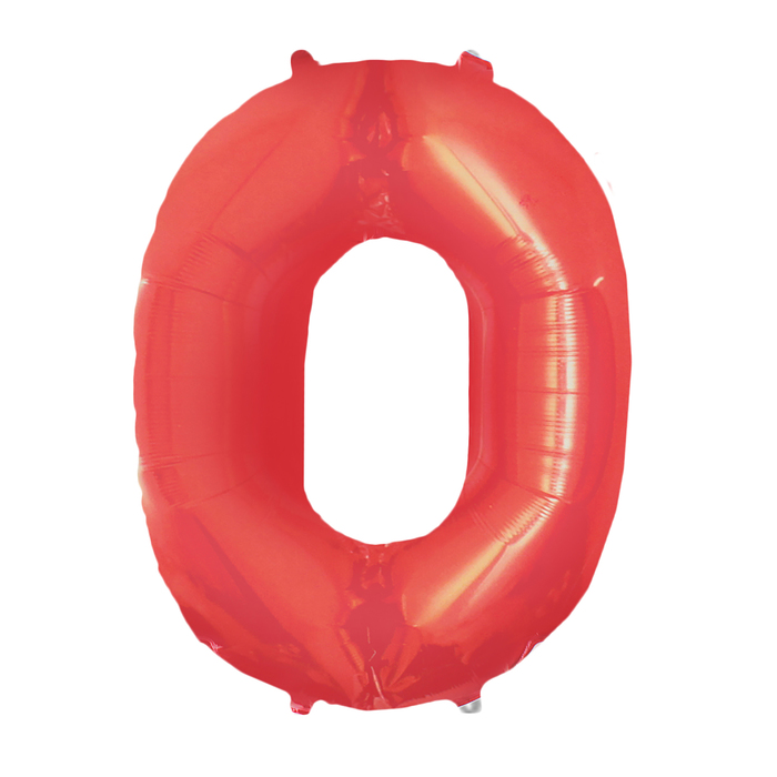 Шар фольгированный 34" "ЦИФРА 0" Красный, red А