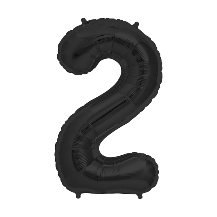 Шар фольгированный 34" "ЦИФРА 2" Черный, black А