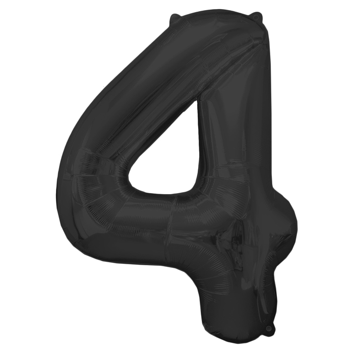 Шар фольгированный 34" "ЦИФРА 4" Черный, Black А