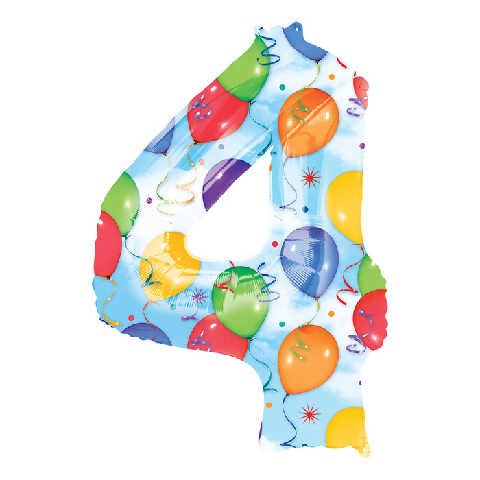 Шар фольгированный 34" "ЦИФРА 4"  Шары А