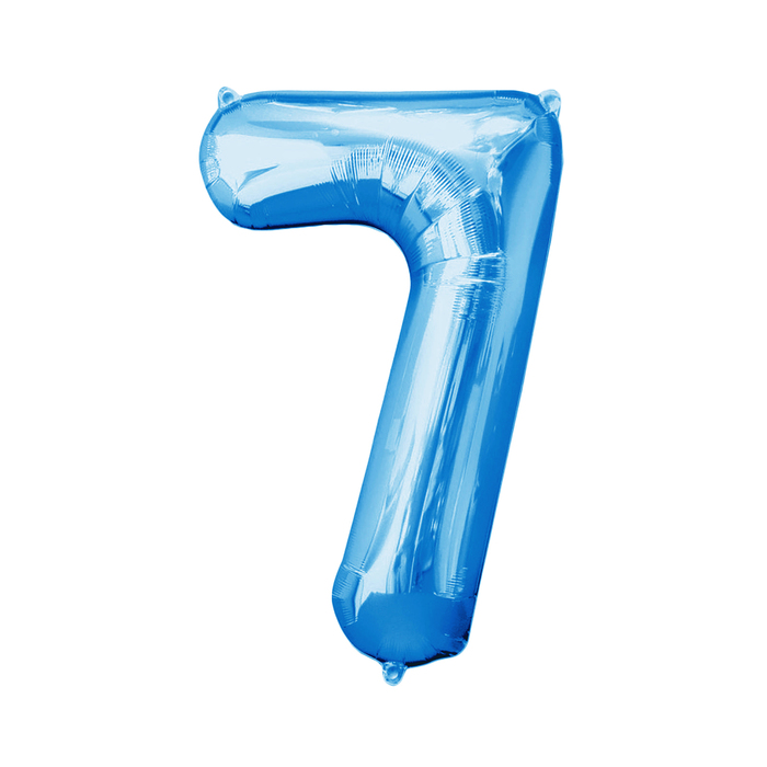 Шар фольгированный 34" "ЦИФРА 7" Голубой, Blue А