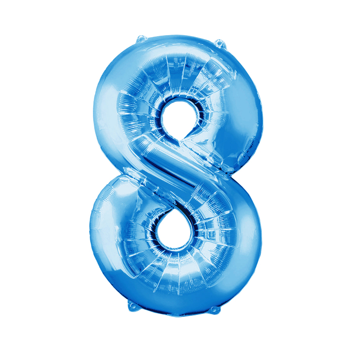 Шар фольгированный 34" "ЦИФРА 8" Голубой, Blue А