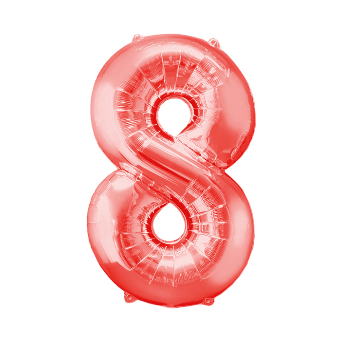 Шар фольгированный 34" "ЦИФРА 8" Красный, red А