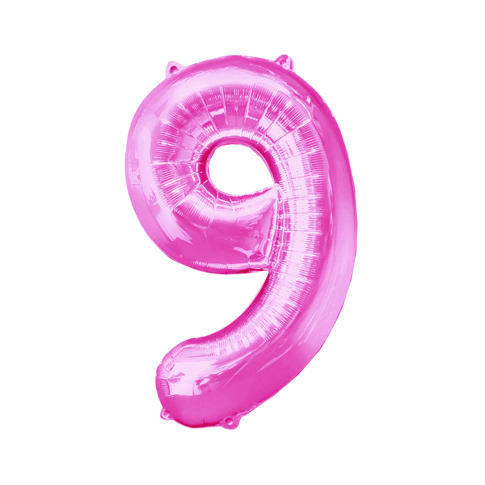 Шар фольгированный 34" "Цифра 9", цвет розовый, pink
