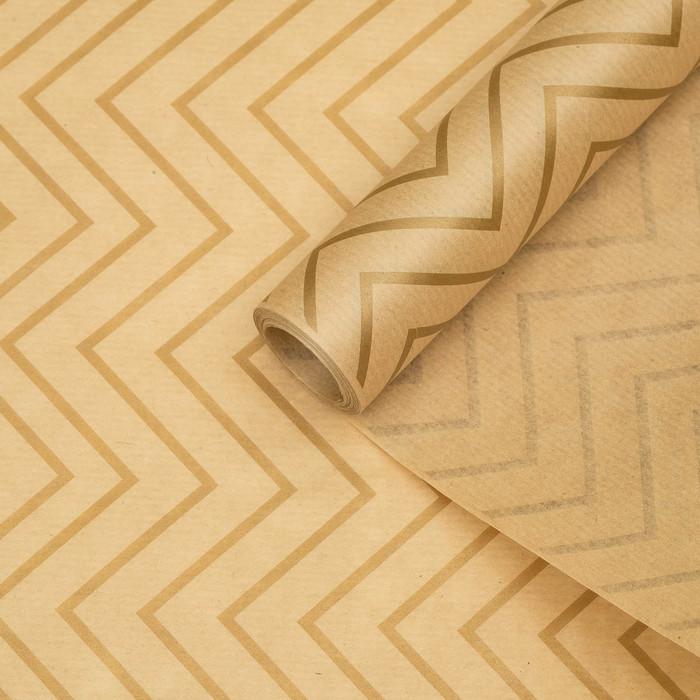 Бумага упаковочная крафт "Золотой зигзаг", 0.6 х 10 м