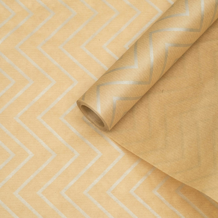 Бумага упаковочная крафт "Серебрянный зигзаг", 0.6 х 10 м