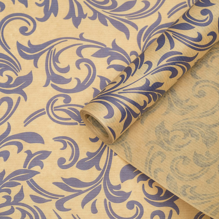 Бумага упаковочная крафт "Ветки синие", 0,6 х 10 м   2706204