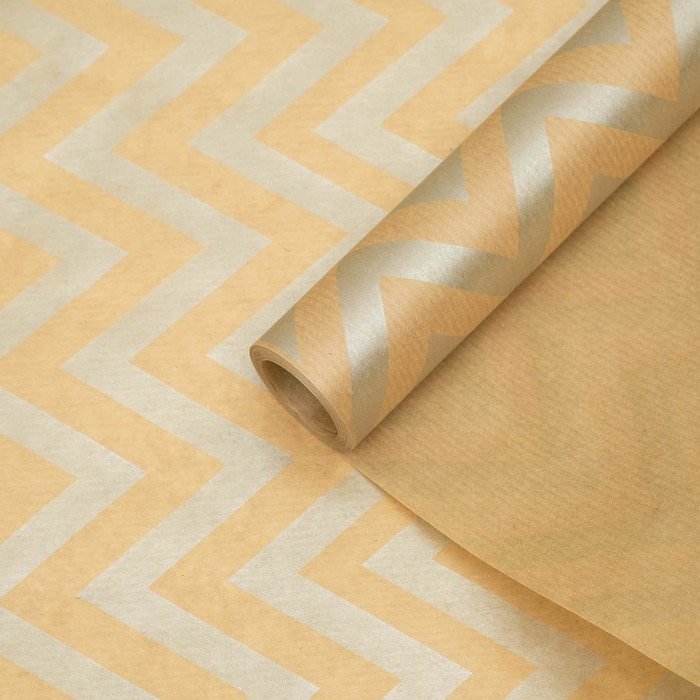 Бумага упаковочная крафт "Серебряный зигзаг широкий", 0,6 х 10 м   2706209